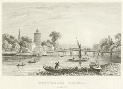 Battersea Bridge, Surrey (rytina) od English School