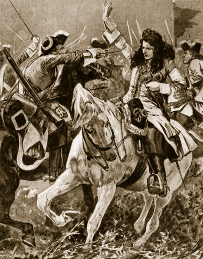 Bitva u Malplaquetu, 11. září 1709: Chevalier St. George zraněn během války o španělské dědictví; od English School