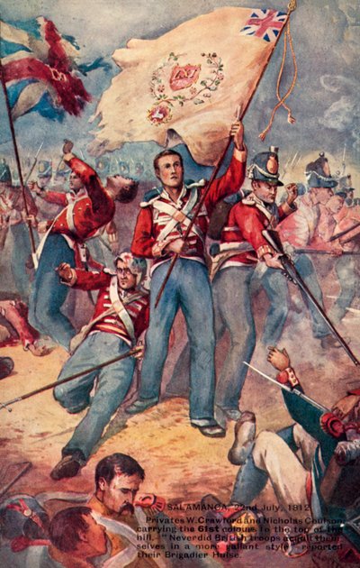 Bitva u Salamanky, 22. července 1812 (barevná litografie) od English School