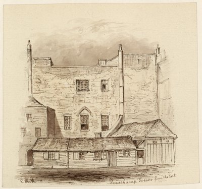 Beauchamp Tower z východu (inkoust na papíře) od English School