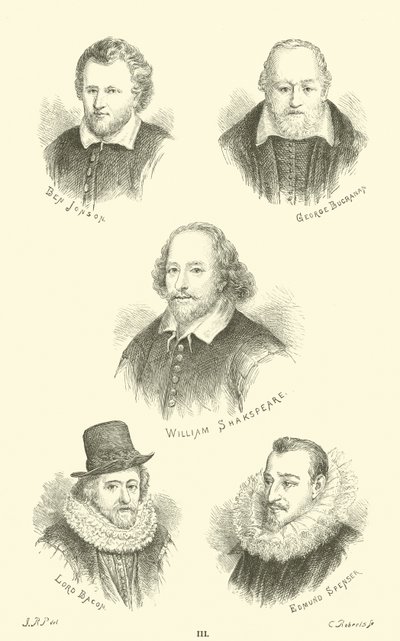 Ben Jonson, George Buchanan, William Shakespeare, Lord Bacon, Edmund Spenser od English School