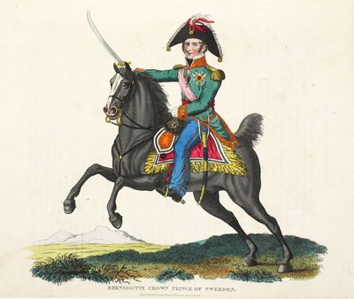 Bernadotte, korunní princ Švédska, hospoda. od Richarda Evanse, engr Romney, ilustrace z Historický popis bitvy u Waterloo od Williama Mudforda, 1816 od English School