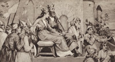 Bertha, manželka Aethelberta, krále Kentu (litho) od English School
