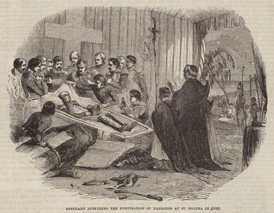 Bertrand se účastní exhumace Napoleona na Svaté Heleně v roce 1840 od English School