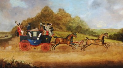 Osobní kočár z Beverley a Hullu, asi 1826 (olej na plátně) od English School