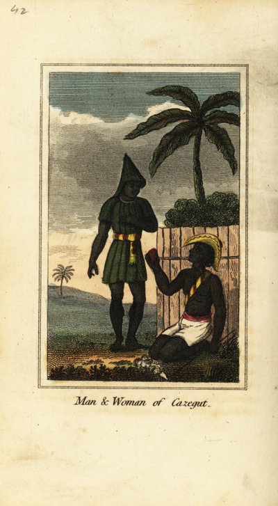 Bijogos muž a žena z Cazegut (Bissagos Islands, Guinea Bissau, západní Afrika) od English School