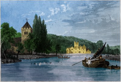 Opatství Bisham. (rytina, asi 1850) od English School