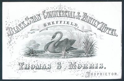 Black Swan Commercial & Family Hotel, Sheffield, obchodní karta od English School