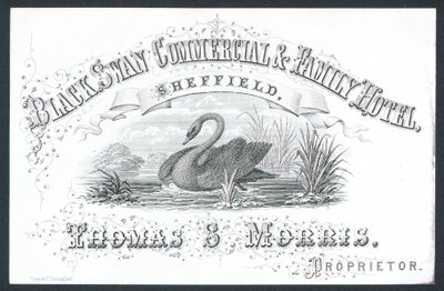 Black Swan Commercial & Family Hotel, Sheffield, obchodní karta od English School