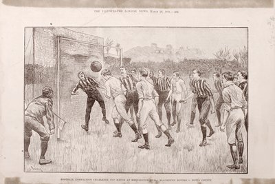 Blackburn Rovers vs. Nottingham County na Kennington Oval, z The Illustrated Sporting and Dramatic News, 23. března 1891 od English School