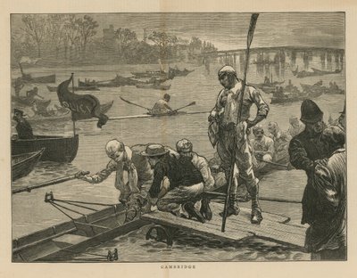 Závod lodí na řece Cam v Cambridge od English School