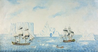 Boats Collecting Ice, c.1773 (wc na papíře) od English School