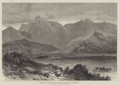 Bodeen Peak a vesnice Madzai, údolí Khoorum, Afghánistán (rytina) od English School