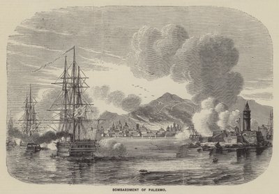 Bombardování Palerma (rytina) od English School