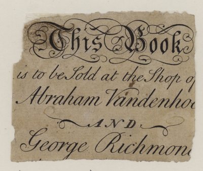 Knihkupci, Abraham Vandenhoeck a George Richmond, vizitka od English School