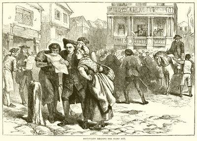 Bostonians čtou Stamp Act od English School