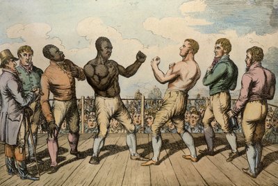 Boxerský zápas mezi Cribbem (1781–1848) a Molineauxem († 1818) v Thistleton Gap, Rutland, 1811 od English School