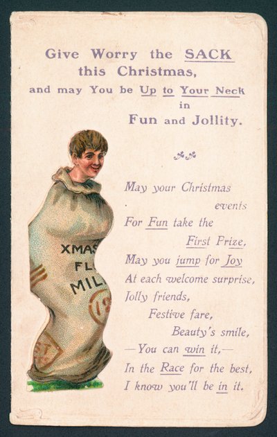 Chlapec stojící v pytli! Vánoční pozdrav od English School