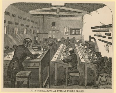 Chlapecká učebna ve věznici Tothill Fields od English School