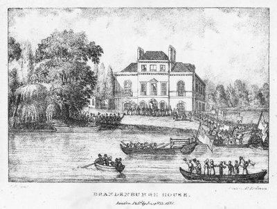 Brandenburgh House, Londýn (rytina) od English School