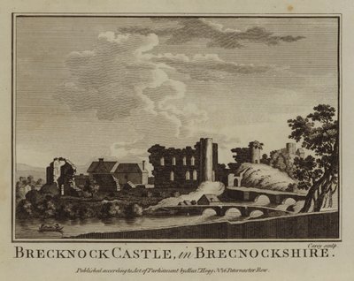 Hrad Brecknock, v Brecknockshire (rytina) od English School