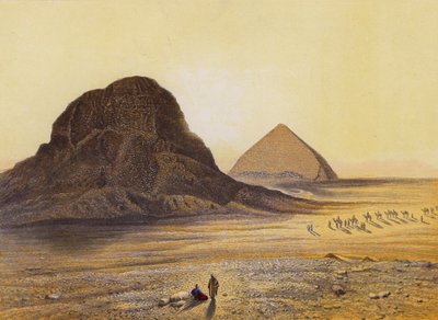 Cihlové pyramidy v Dašúru, Egypt, Ex V 5 18 (barevná litografie) od English School