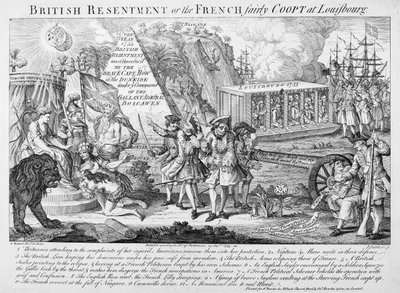 British Resentment neboli francouzský Fairly Coopt v Louisbourgu, zveřejněný 25. září 1755 (viz také 286310) od English School
