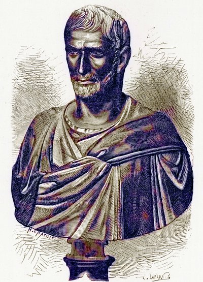 Brutus, busta v Kapitolu, ilustrace z Dějiny Říma od Victora Duruye, publikovaná v roce 1884 (digitálně vylepšený obrázek) od English School
