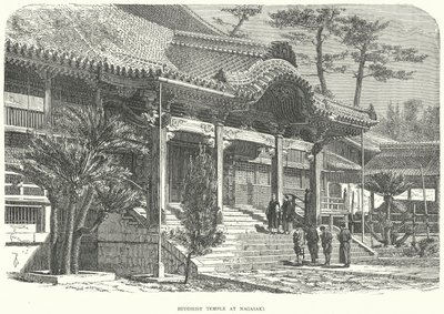 Buddhistický chrám v Nagasaki (rytina) od English School