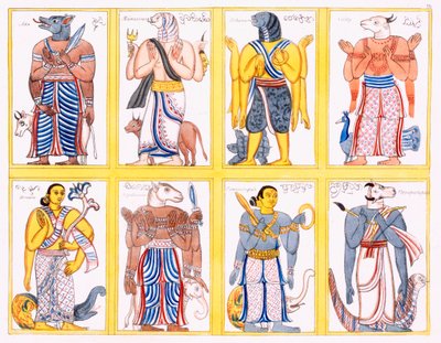 Buddhistická božstva, z Historie a doktrína buddhismu od Edwarda Uphama, 1829 od English School