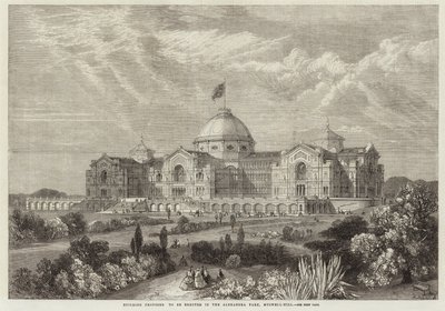 Budova navržená k postavení v parku Alexandra, Muswell Hill od English School