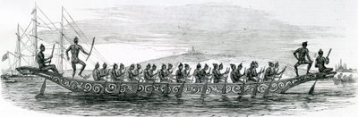 Barmská válečná loď, převzato z The London Illustrated News, 1852 od English School