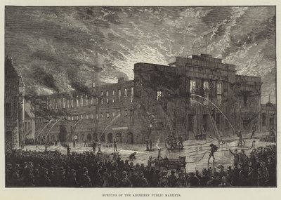 Burning of the Aberdeen Public Markets (rytina) od English School