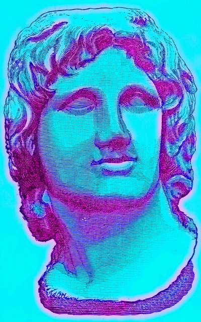 Busta Alexandra Velikého, z Britského muzea, socha ve Vatikánu, ilustrace z Dějin Říma od Victora Duruye, publikováno 1884 (digitálně vylepšený obrázek) od English School