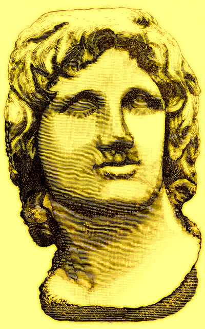 Busta Alexandra Velikého, z Britského muzea, socha ve Vatikánu, ilustrace z Dějin Říma od Victora Duruye, publikováno 1884 (digitálně vylepšený obrázek) od English School