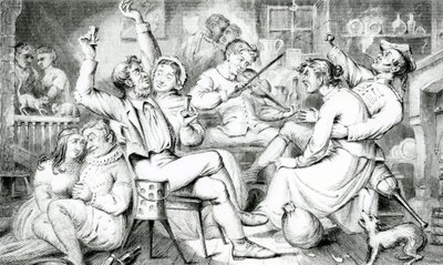 „Ale starý zbožný kaplan ho nechal v Lurch, Meč, který jsem zapomněl kvůli církvi“ (rytina) od English School