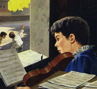 Ve věku šesti let se Paganini učil hrát na housle od English School