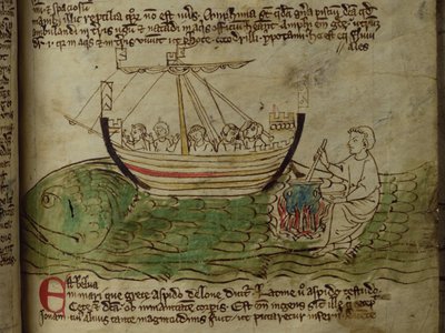 CCA-LitMs/D/10 fol. 30r Velryba, z Bestiáře od English School