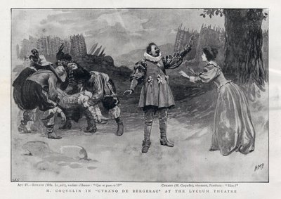 CONSTANT COQUELIN Aine (starší) anglický herec v roli Cyrana de Bergeracu v divadle Lyceum, Londýn 1898 od English School
