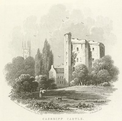 Cardiff Castle (rytina) od English School
