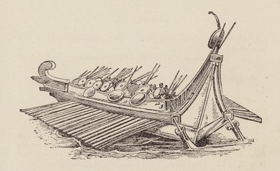 Caesar, Galská válka: Římská válečná loď (litografie) od English School