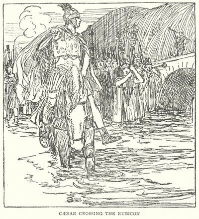 Caesar překračuje Rubikon (litografie) od English School