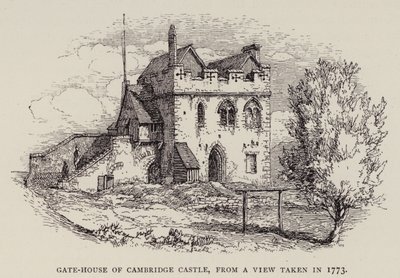 Cambridge: Gate-House hradu Cambridge, z pohledu pořízeného v roce 1773 (lept) od English School