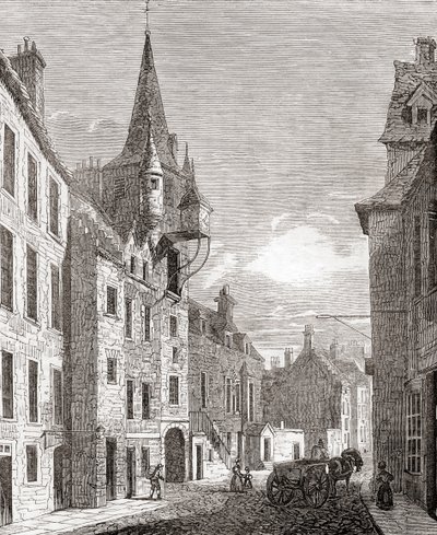 Canongate Jail, Edinburgh, Skotsko, ze staré Anglie: A Pictorial Museum, pub. 1847 od English School
