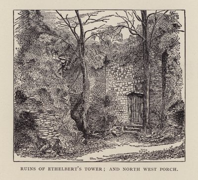 Canterbury: Ruiny Ethelbertovy věže a North West Porch (litho) od English School