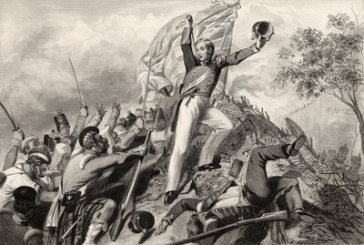 Zajetí zbraní Highlanders před Cawnpore v roce 1857, z „Historie indické vzpoury“, vydané v roce 1858 od English School