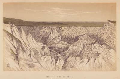 Důl Carclaze, Cornwall (litografie) od English School