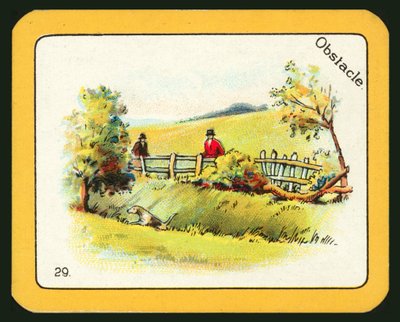Karta ze hry The Black Cat Greyhound Racing Game (barevná litografie) od English School