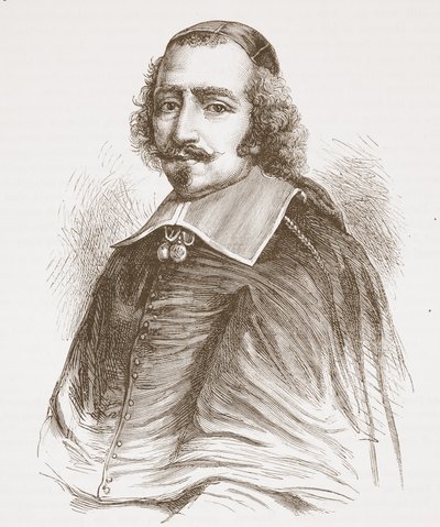 Kardinál Mazarin (z portrétu v Galerii ve Versailles), ilustrace z Dějin protestantismu od Jamese Aitkena Wylie (1808-1890), hospoda. 1878 od English School
