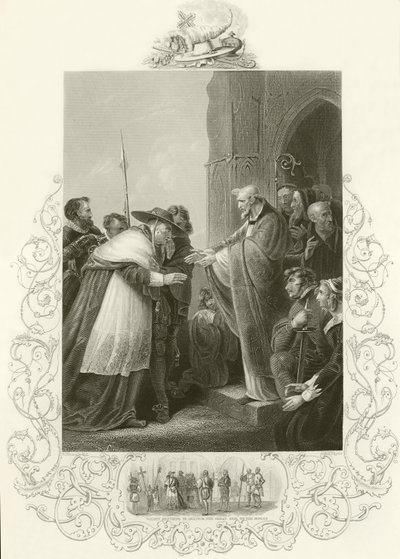 Kardinál Wolsey vstupuje do opatství Leicester od English School